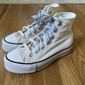 Converse High-Top Platform Sneakers in Cream